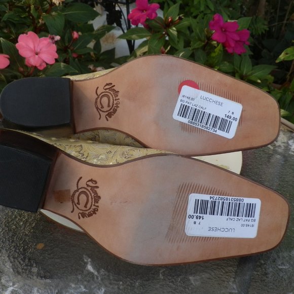 LUCCHESE Charlie 1 Horse BOOTS Western Leather Mule Slides Cream size 7B - Picture 4 of 4